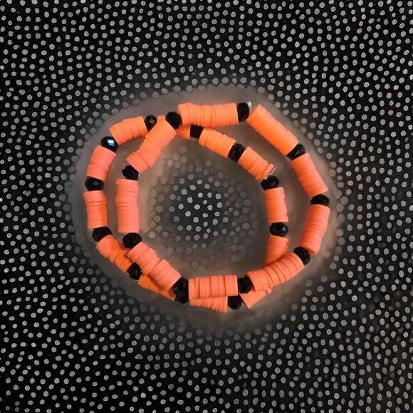 Neon Orange fimo bracelets-2 set - Picture 2 of 2